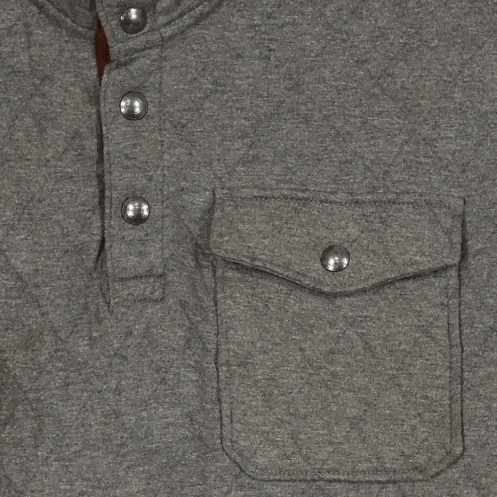 Polo Ralph Lauren Quilted Pullover Mens M Gray Mock Neck Snap Pocket $130 NWT